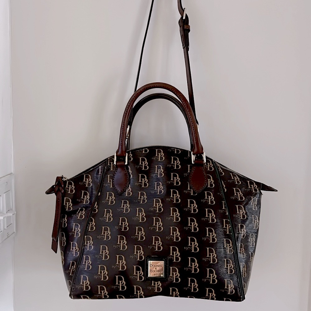 Dooney & Bourke Sydney Brown T'moro Satchel Bag and Dust Bag